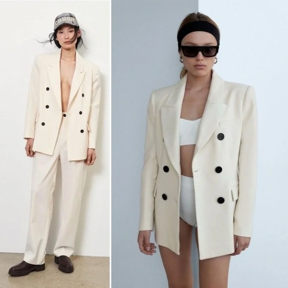 Isabel Etoile Marant Cotton Blend Textured‎ Blazer Jacket in Ivory Size 34 / XS